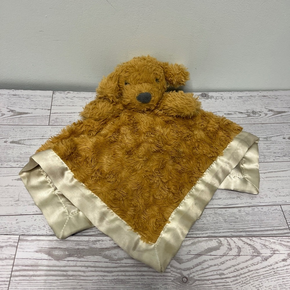 Cloud Island Brown Puppy Dog Plush Baby Security Blanket Satin Trim FAIR